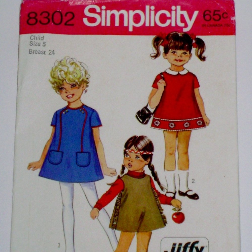 VTG 1969 Simplicity Girl's UNCUT & Cut Dress Pattern